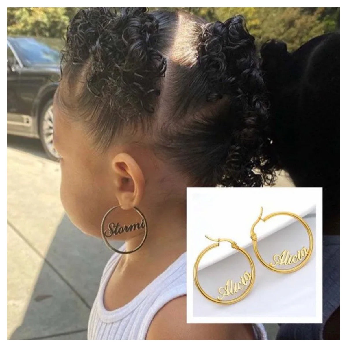 Aferando Gold Plated Chain Linked Medium Size Hoop Earrings for Girls